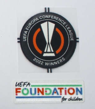 UEFA Conference League Logo Flock Foundation Badge Sieger AS Rom Set 2022