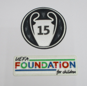 UEFA Champions League Logo Flock Foundation Badge Titelverteidiger Real Madrid Set 2024-25